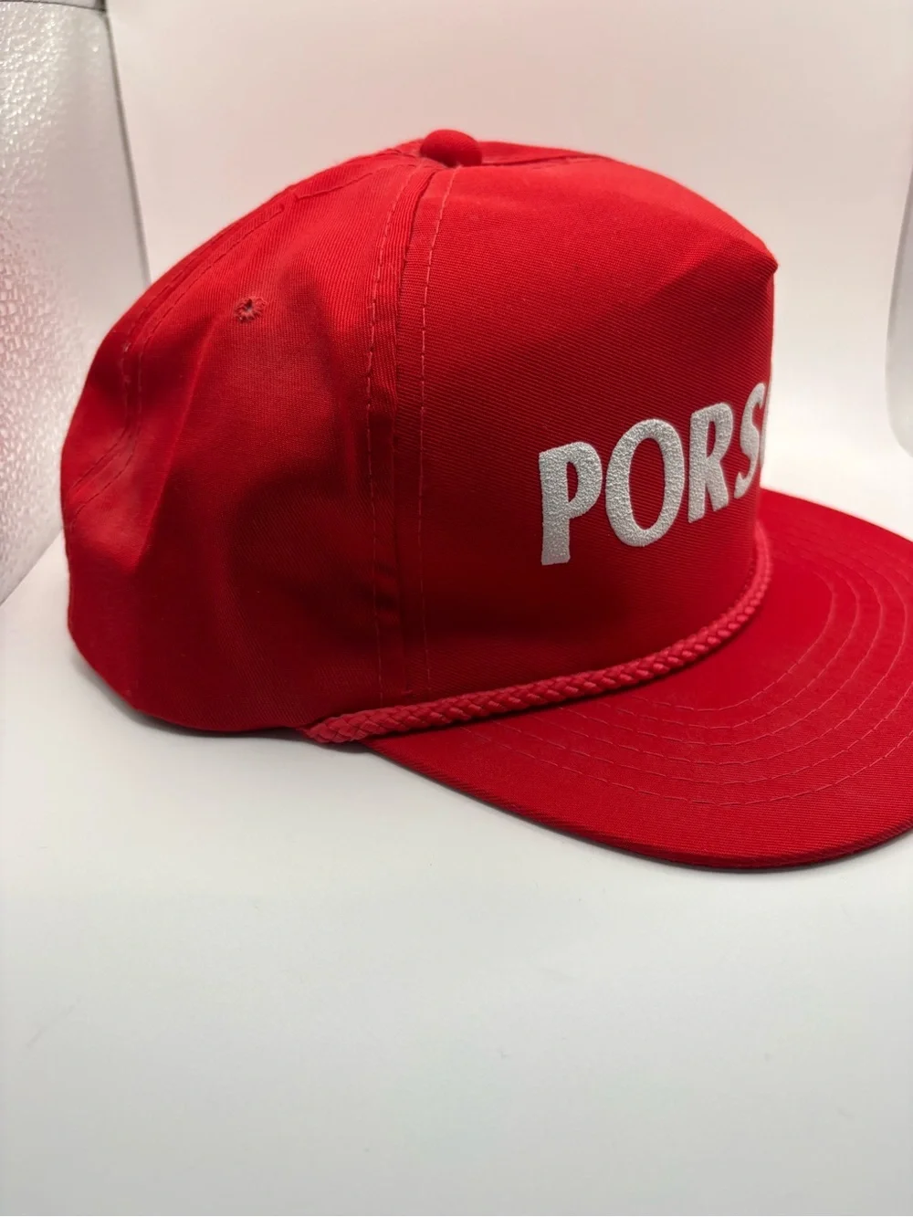 Vintage Porsche Youngan Red Rope Snapback Hat Spellout Racing Cap 80s 90s